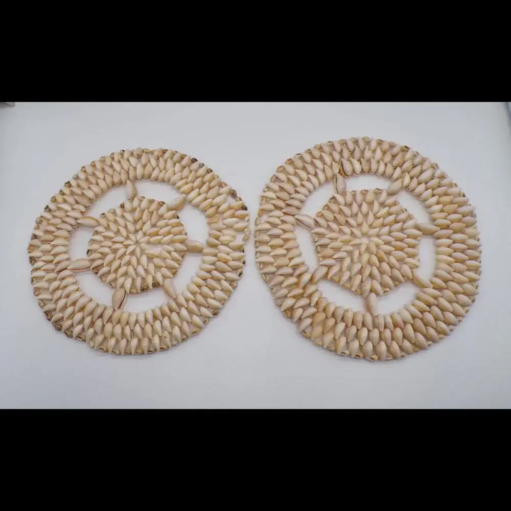 Vintage Set of Cowrie Shell Trivet